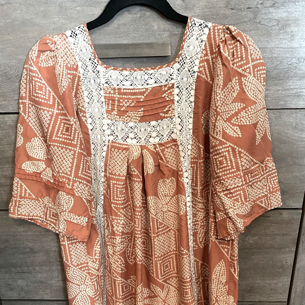 BCBG silk vintage style caftan dress tunic